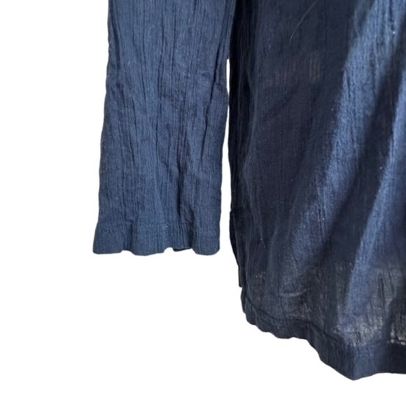 Krazy‎ Kat Boho Bohemian Beaded Navy Blouse Long Sleeve - Picture 3 of 9